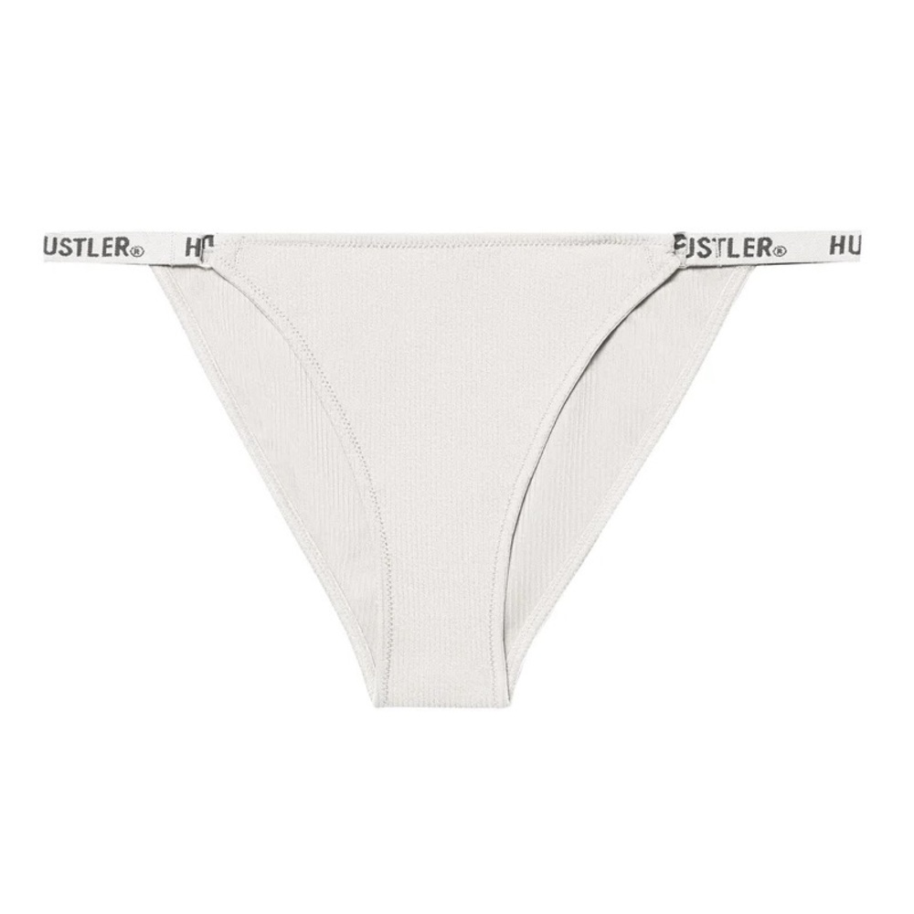 Hustler Branded Ribbed Tanga Ivory White Brief Underwear